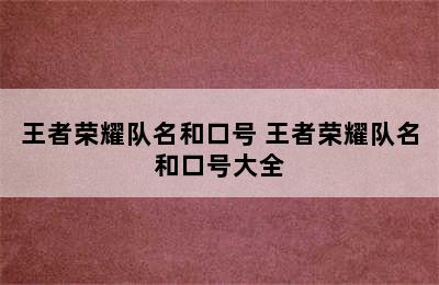 王者荣耀队名和口号 王者荣耀队名和口号大全